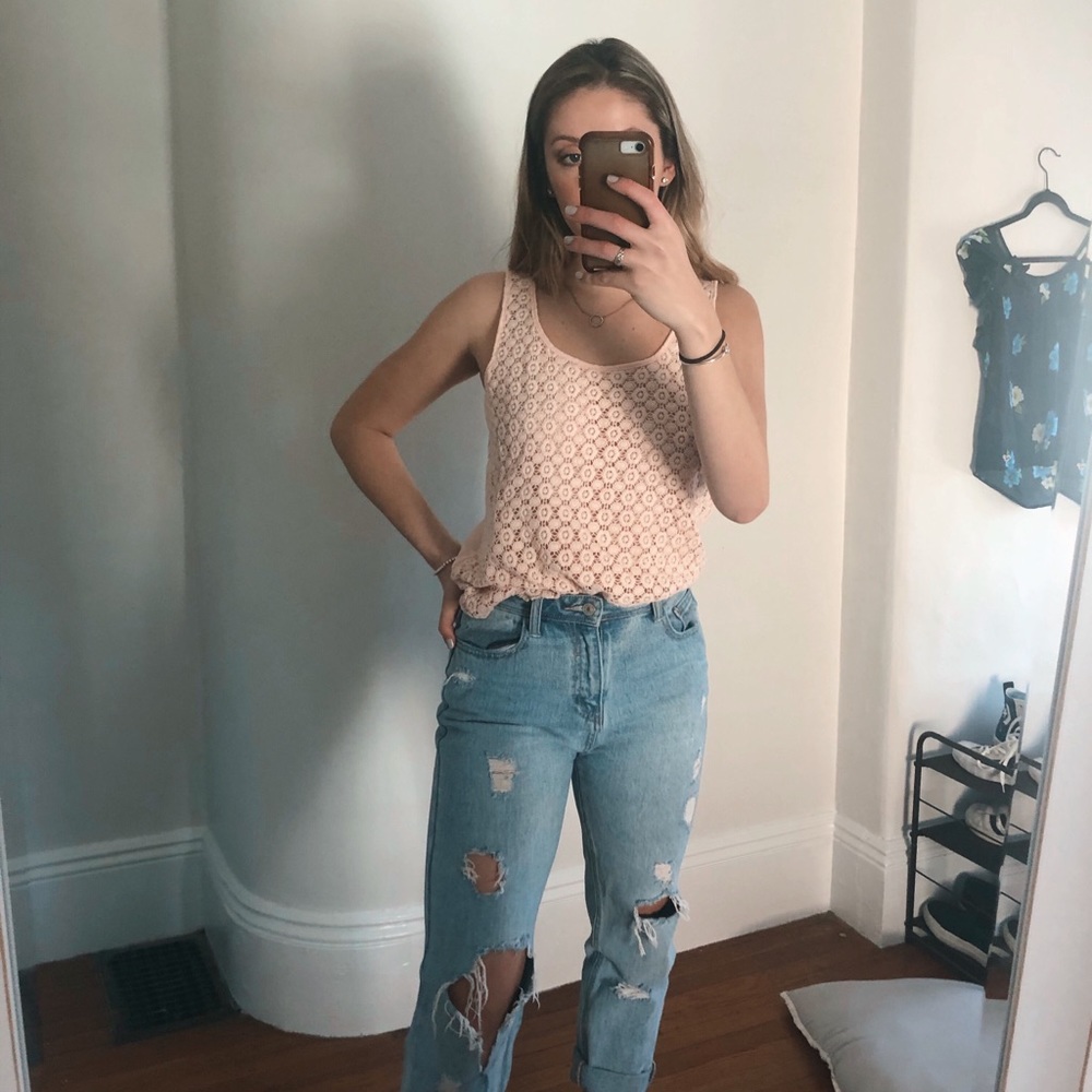 light pink lace tank top